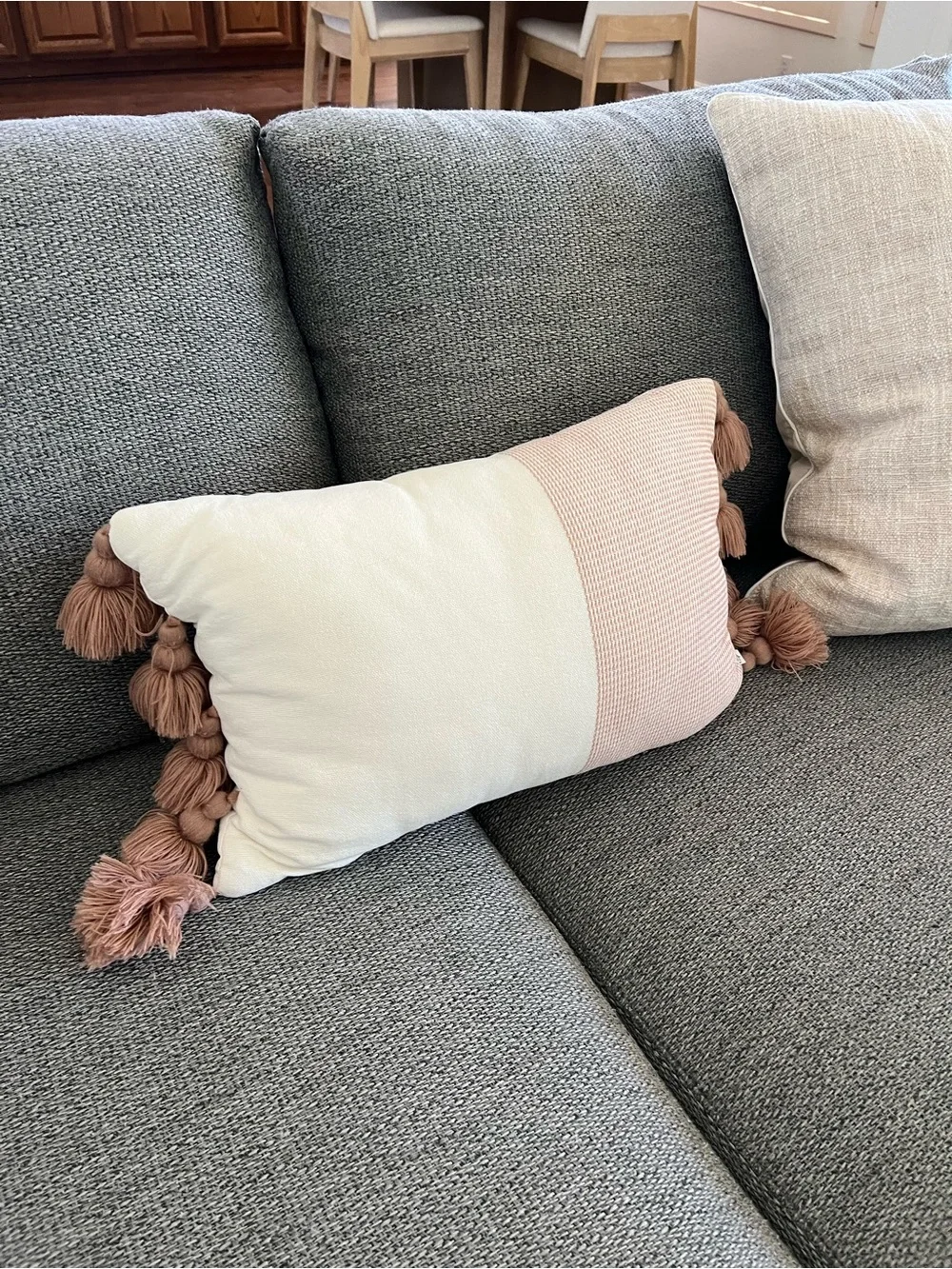 Hearth & Hand Cream and Blush Tassel Lumbar Pillow